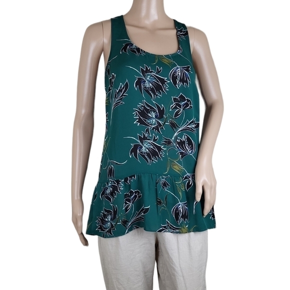 CAbi Tops - Cabi Zoe Top Falling Flowers Tank Green 3276